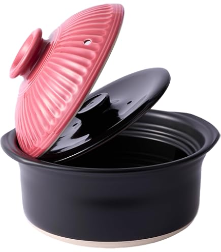 Amazon｜佐治陶器 萬古焼 炊飯鍋 (中蓋付) 4合 黒しずく 33-102｜ご飯